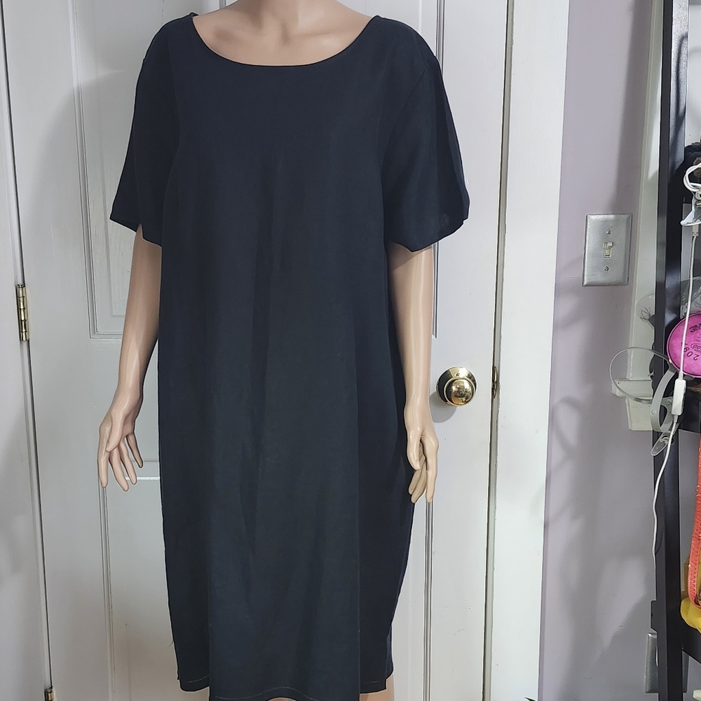 L.L. Bean Black Linen Dress